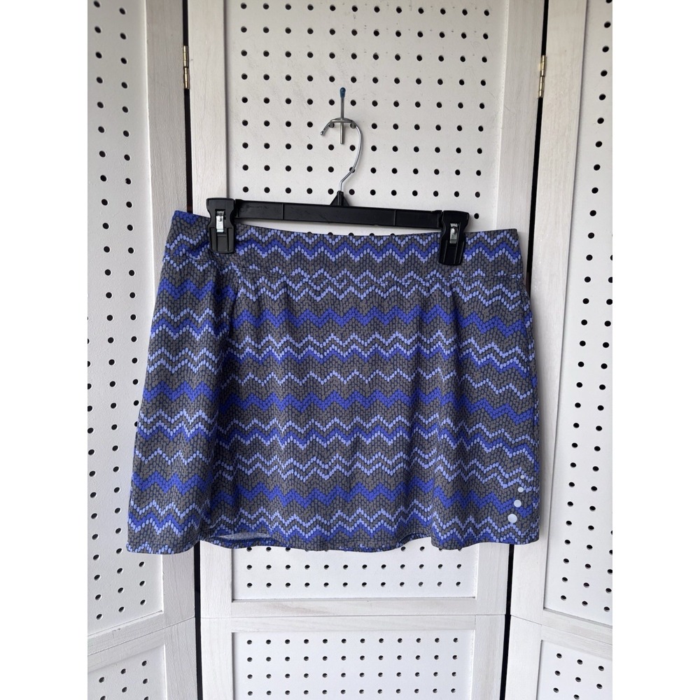 LL Bean Women's M Reg Active Skort UPF‎ 50+ Tennis Golf Outdoor Zig Zag Pull On